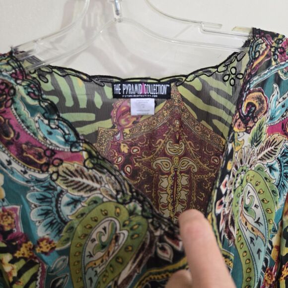 The Pyramid Collection Sheer Bell Sleeve Tunic Top Size M Fairy Grunge Witchy - Picture 3 of 11
